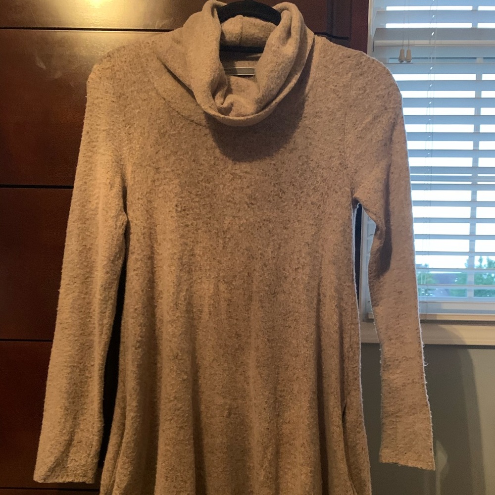 Tan turtleneck style tunic dress